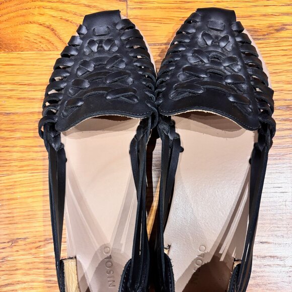 Like New Nisolo Huarache Woven Leather Women's Sandals in Black - Picture 3 of 3